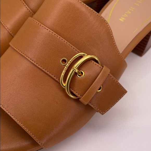 Cole Haan Women's Crosby Slide Dress Sandals Tan Gold Hardware Sandals - Picture 7 of 9